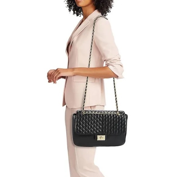 Karl Lagerfeld Women's Agyness Leather Shoulder Bag - Picture 1 of 10